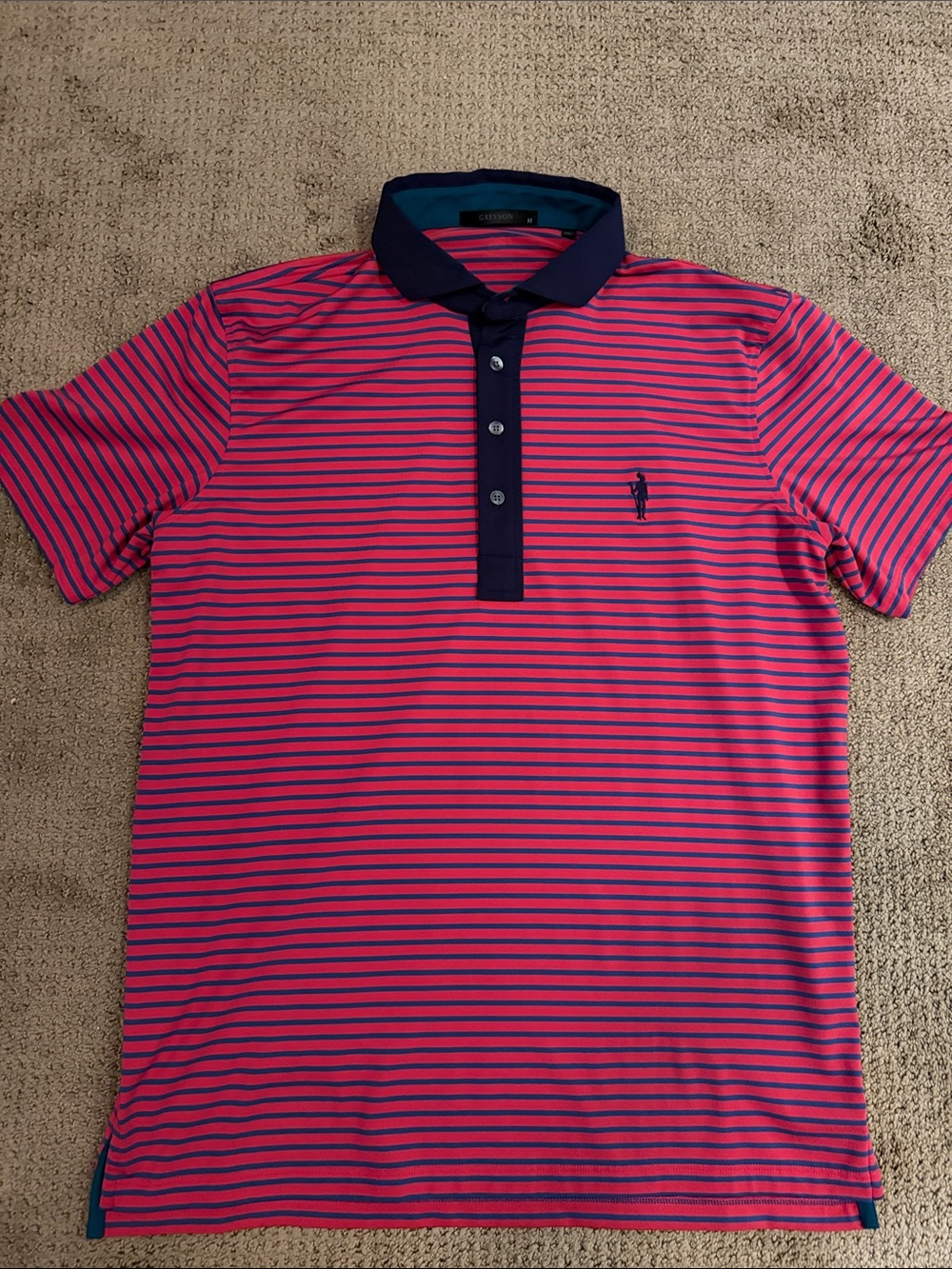 Greyson Men's Hot Pink & Navy Striped Polo
